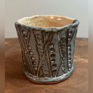 Handcrafted Ceramic Vase - Gray and Cream